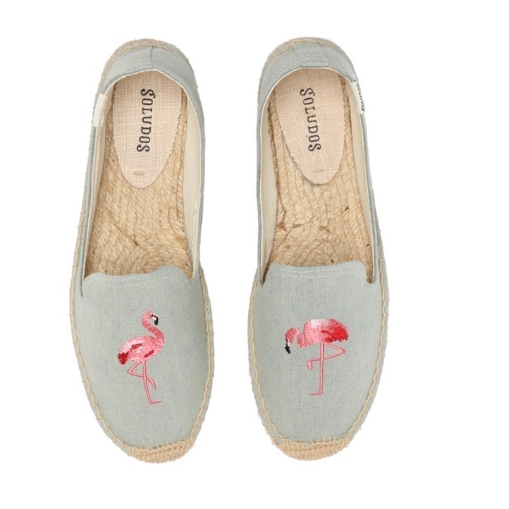 Soludos embroidered espadrille flat . Size 8 . Worn once